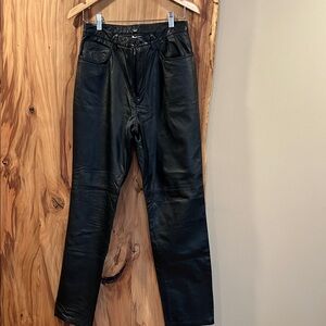 Jones New York Black Slim Straight Leather Pants